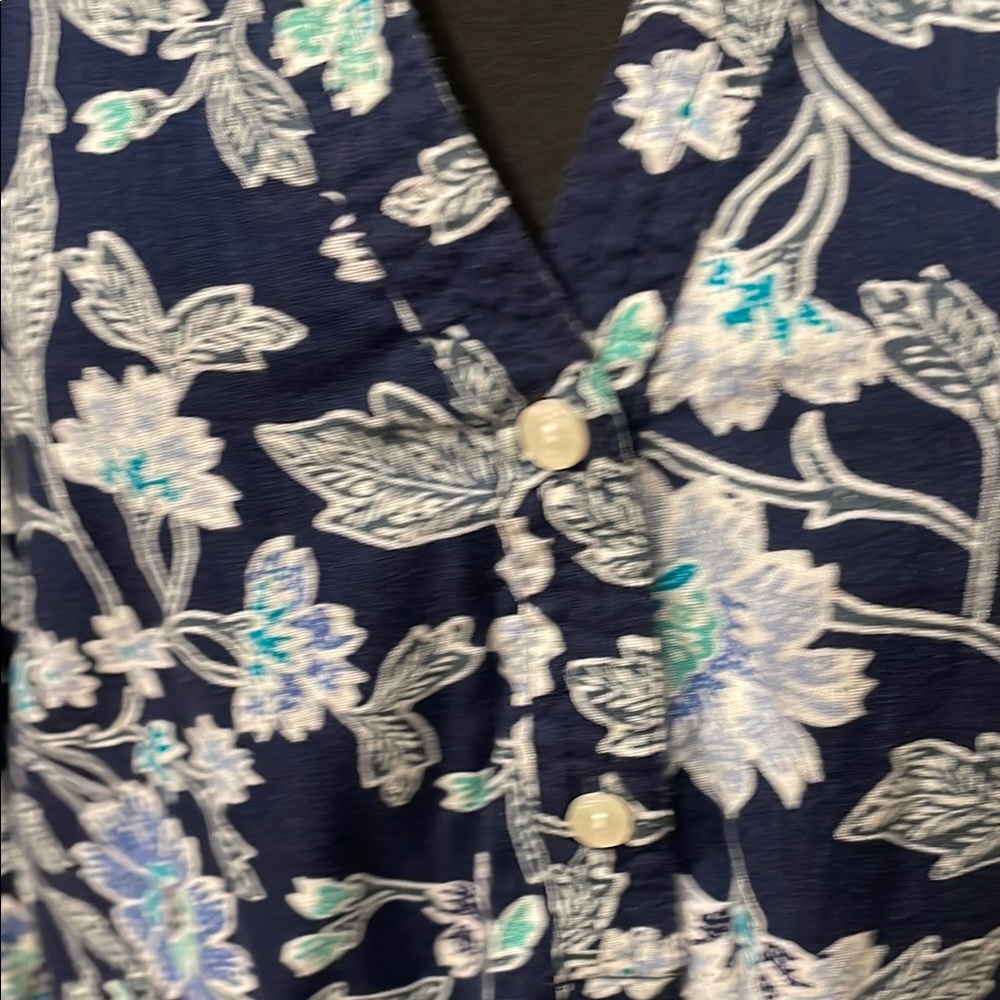 Old Navy Blue and White Long Sleeve Blouse (B) - Picture 5 of 5